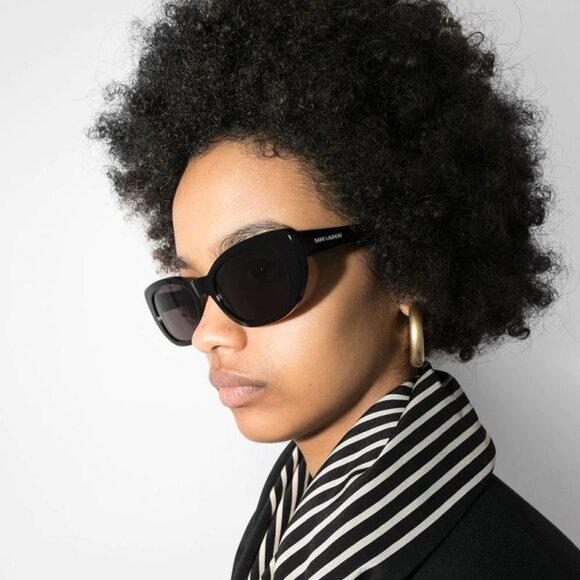 Saint Laurent SL316 BETTY 001 Sunglasses Black Cat Eye Frame, Grey Lenses main image 11